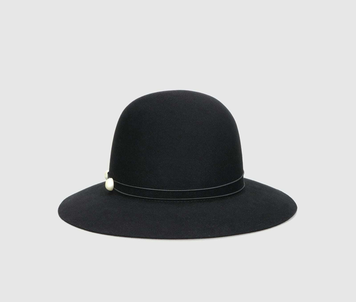 Borsalino Emi Alessandria Brushed Felt With Pearls Elastic Hatband Rollable