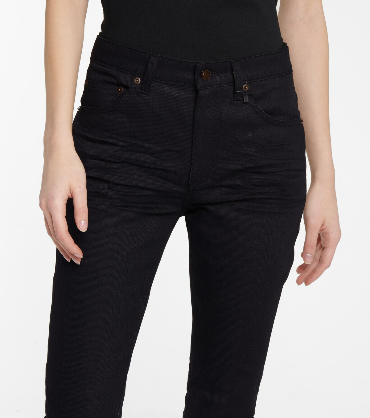 SAINT LAURENT Skinny Pants 28 Denim Black D13X 500779 YA855