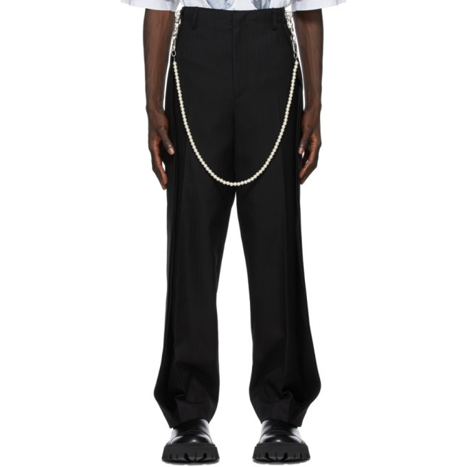 Photo: We11done Black Baggy Pearl Chain Trousers