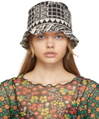 Anna Sui Black & Off-White Tweed Rose Trellis Bucket Hat