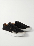 Dunhill - Court Leather- and Suede-Trimmed Canvas Sneakers - Black