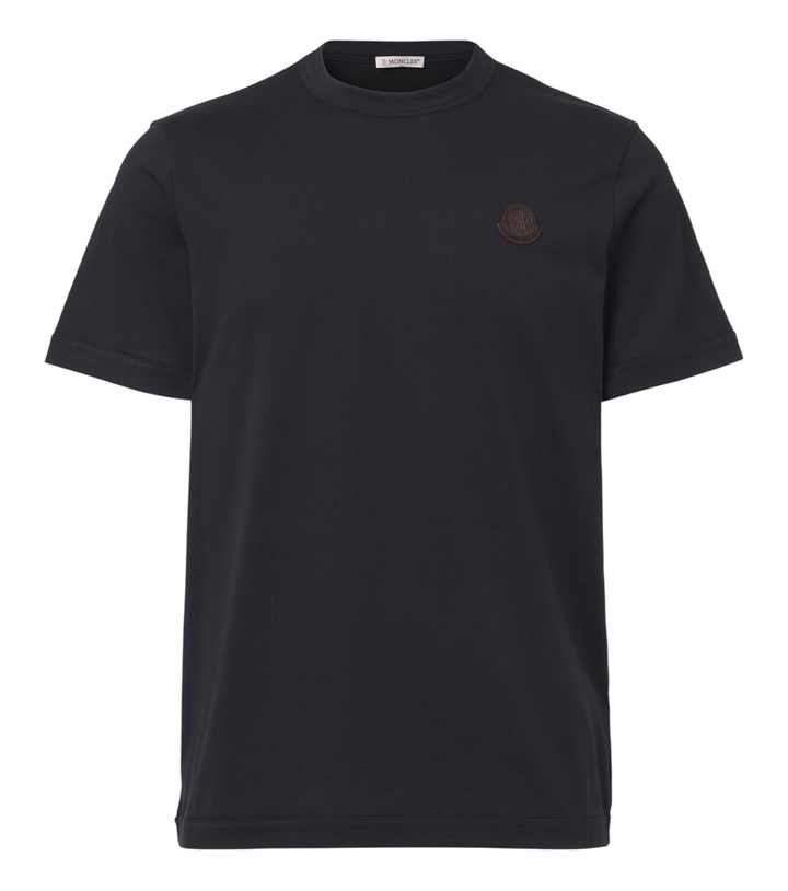 Photo: Moncler Leather-trimmed cotton jersey T-shirt