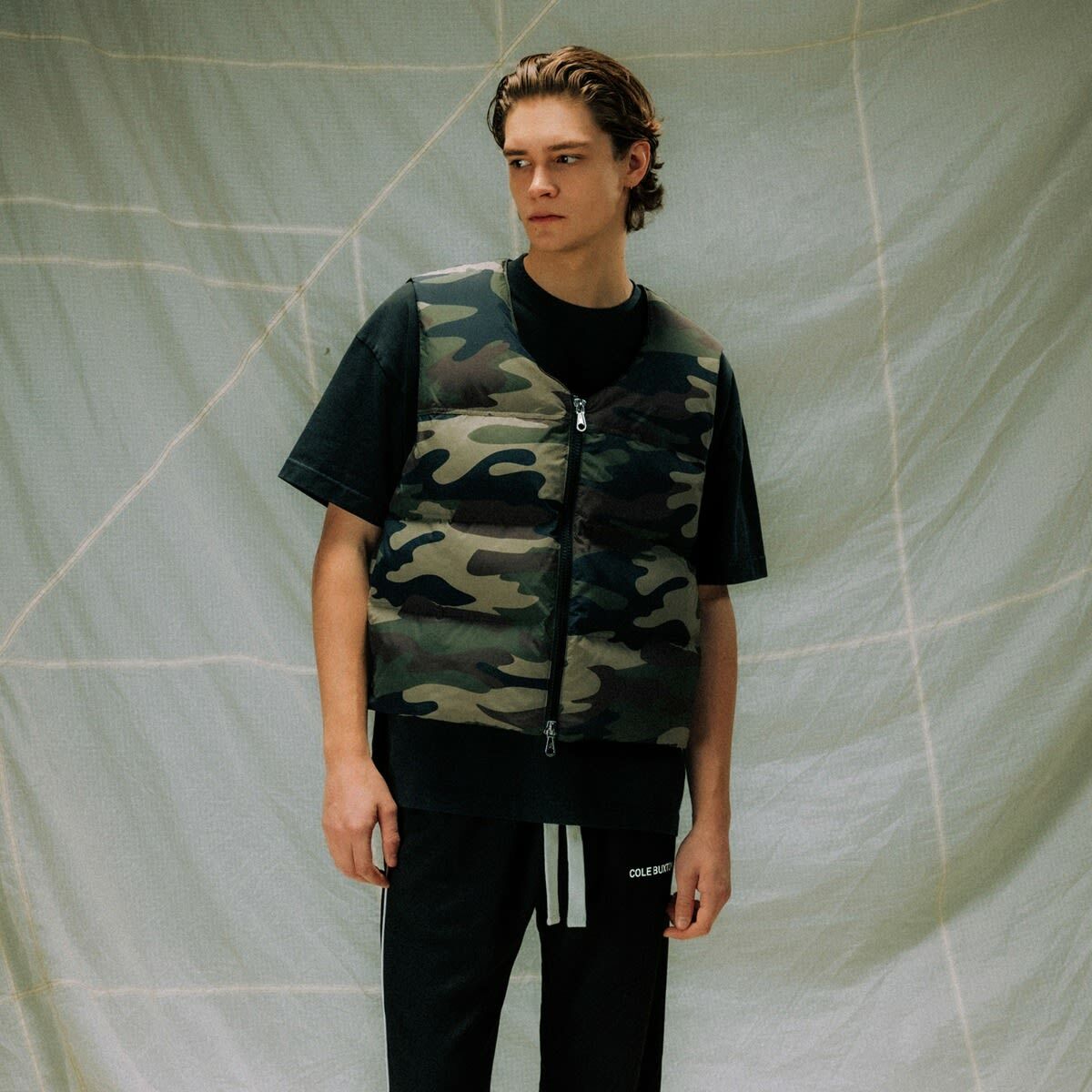 END. x Cole Buxton Down Insulated Gilet in Camo
