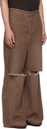 FFFPOSTALSERVICE Brown Wide Damaged Jeans