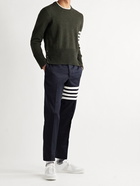 THOM BROWNE - Slim-Fit Striped Shetland Wool Sweater - Green