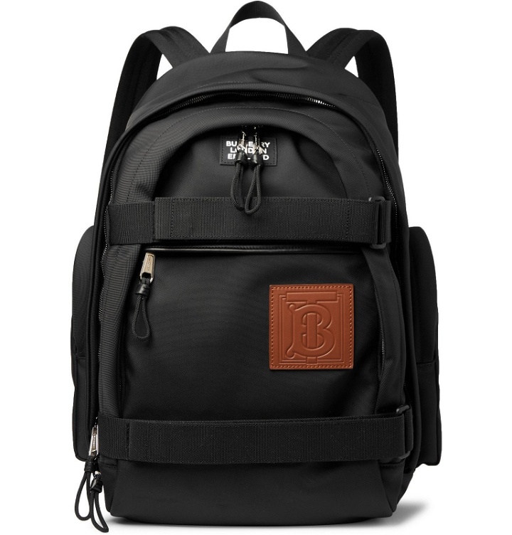 Photo: Burberry - Logo-Appliquéd Leather-Trimmed Shell Backpack - Black