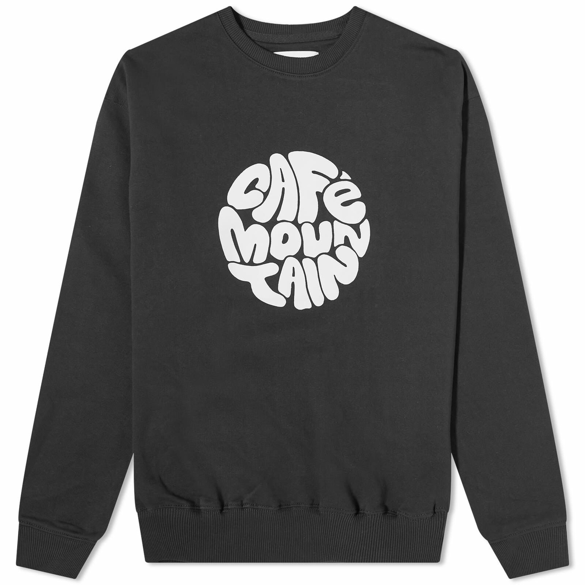 Café Mountain Men's Flow Logo Crew Sweater in Charcoal Black