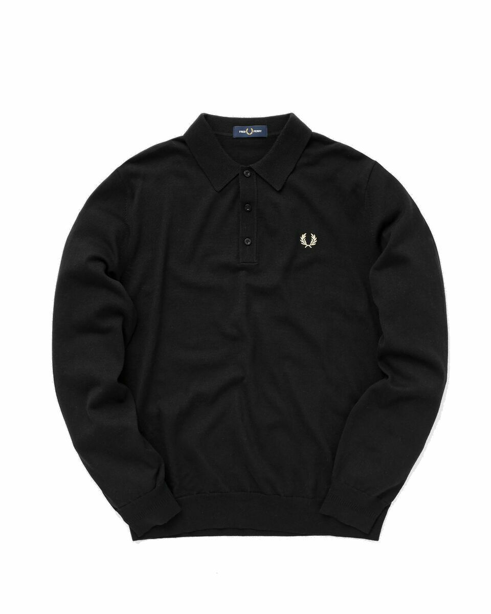 Photo: Fred Perry Classic Knitted Shirt Ls Black - Mens - Pullovers