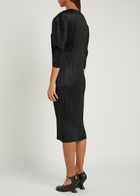 Pleats Please Issey Miyake Pleated Woven Midi Dress Black