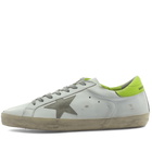 Golden Goose Men's Super-Star Leather Sneakers in White/Ice/Lime Green