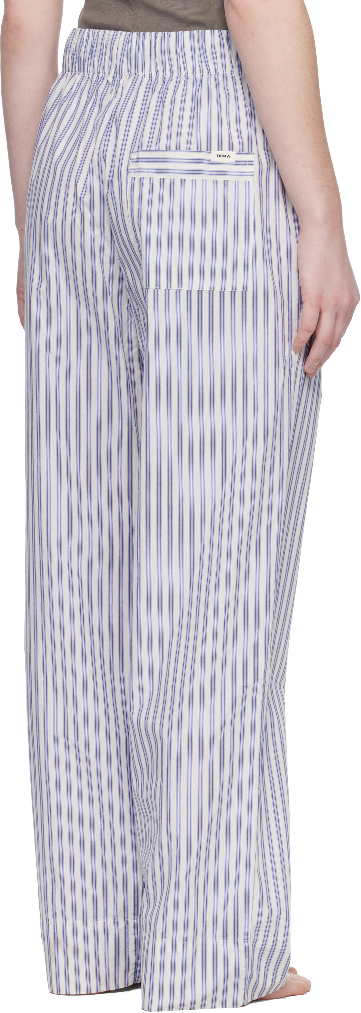 Tekla White & Blue Poplin Pyjama Pants
