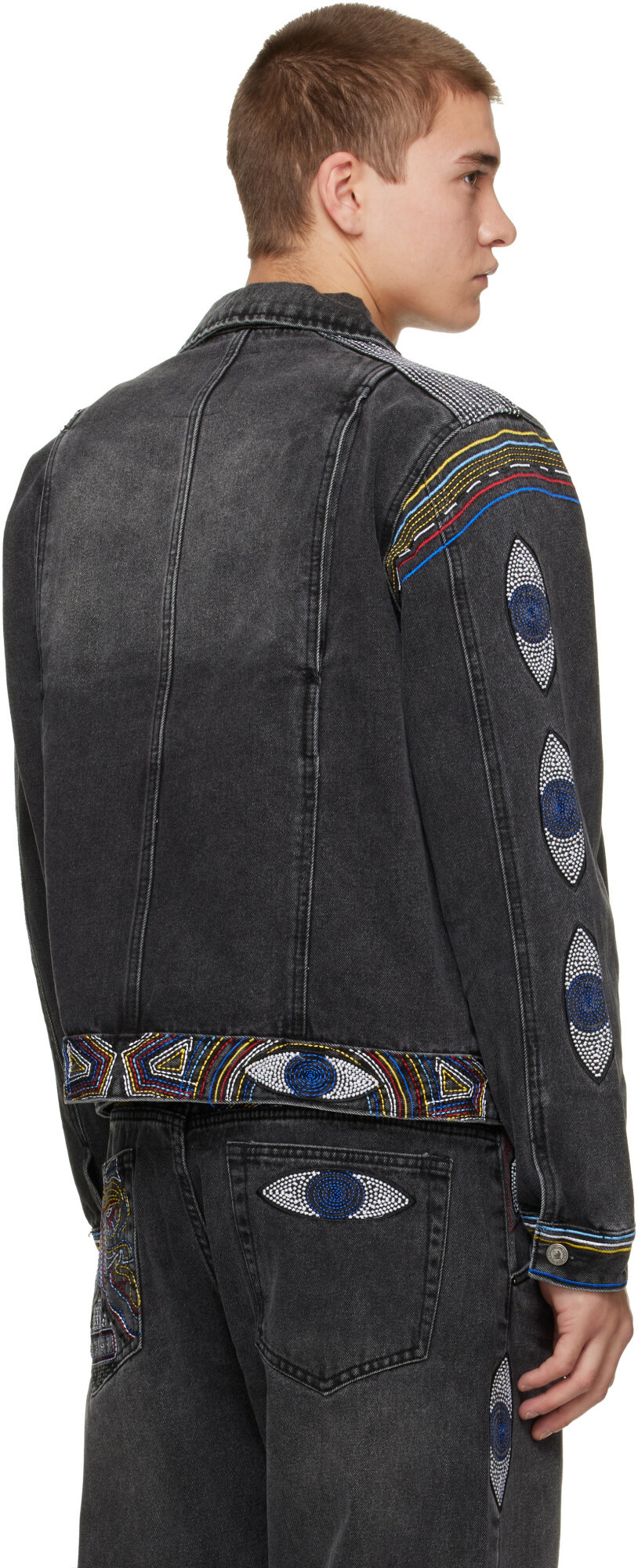 KidSuper Black 'Eye' Embroidery Denim Jacket