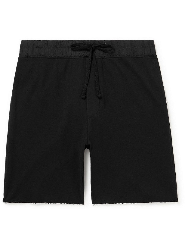 Photo: James Perse - Straight-Leg Poplin-Trimmed Supima Cotton-Jersey Drawstring Shorts - Black
