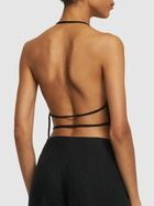 ST.AGNI Textured Silk Open Back Top