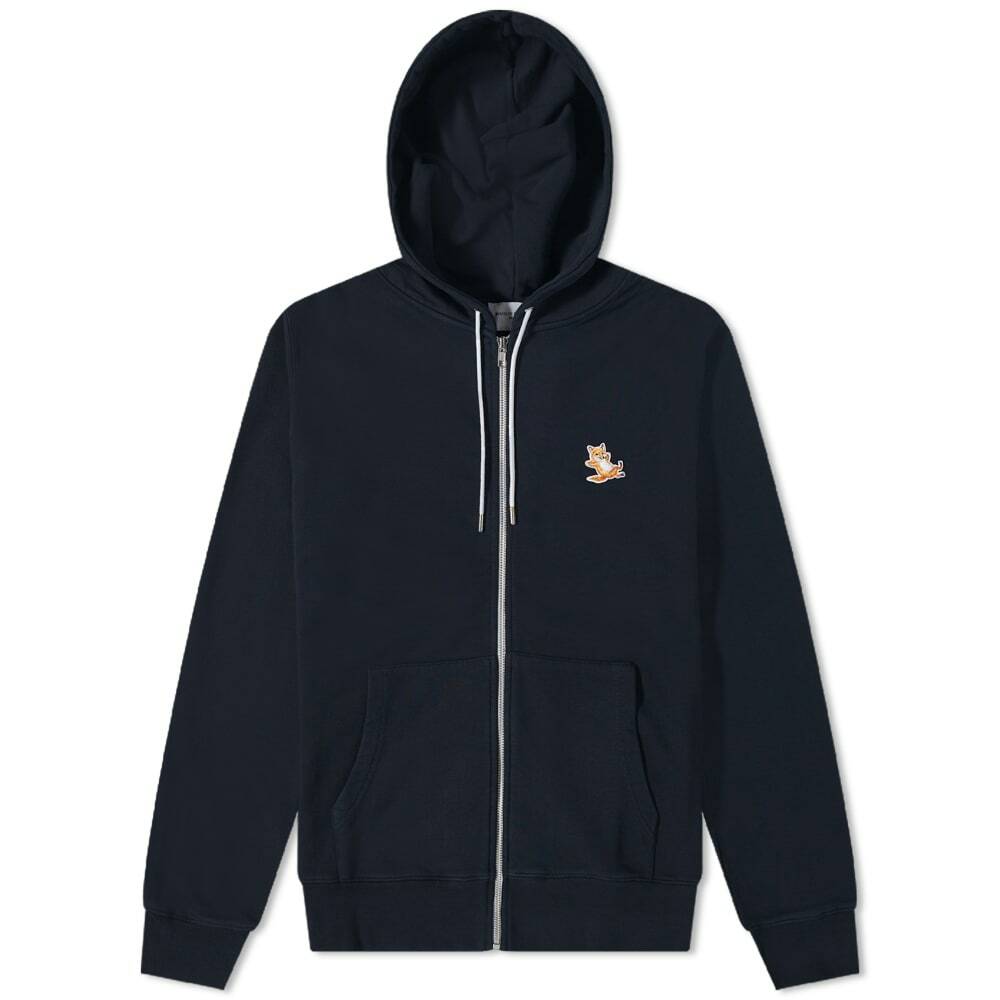 メゾンキツネ　CHILLAX FOX PATCH ZIPPED HOODIE　L Maison Kitsuné Men's Chillax Fox Patch Zipped Hoody in Black