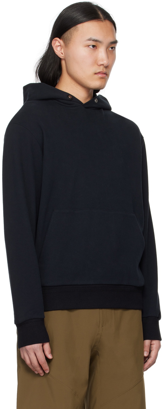 ZEGNA Black Press-Stud Hoodie