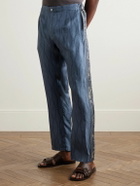 Etro - Slim-Fit Straight-Leg Printed Silk-Twill Trousers - Blue