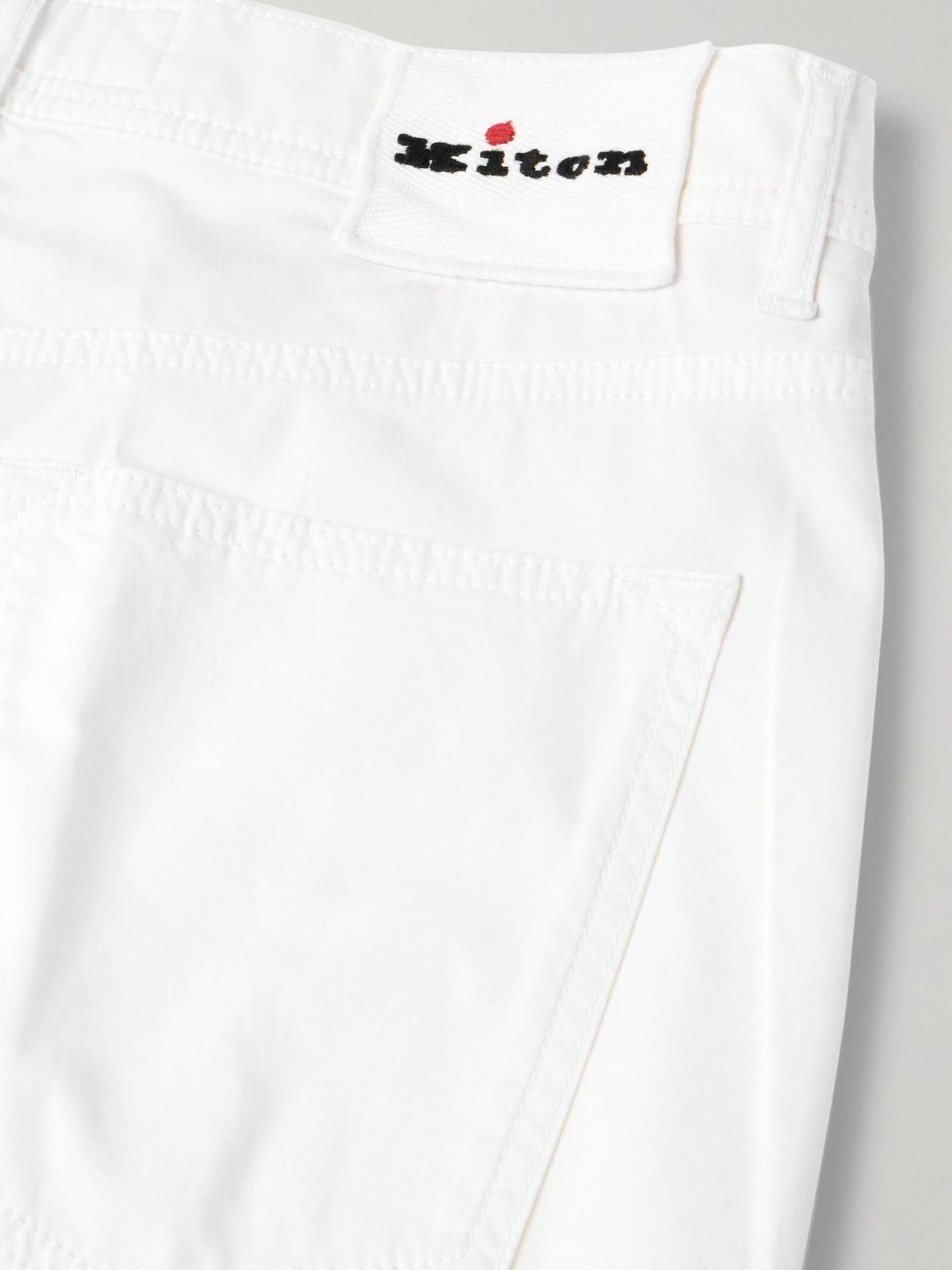 Kiton - Straight-Leg Cotton-Blend Trousers - White