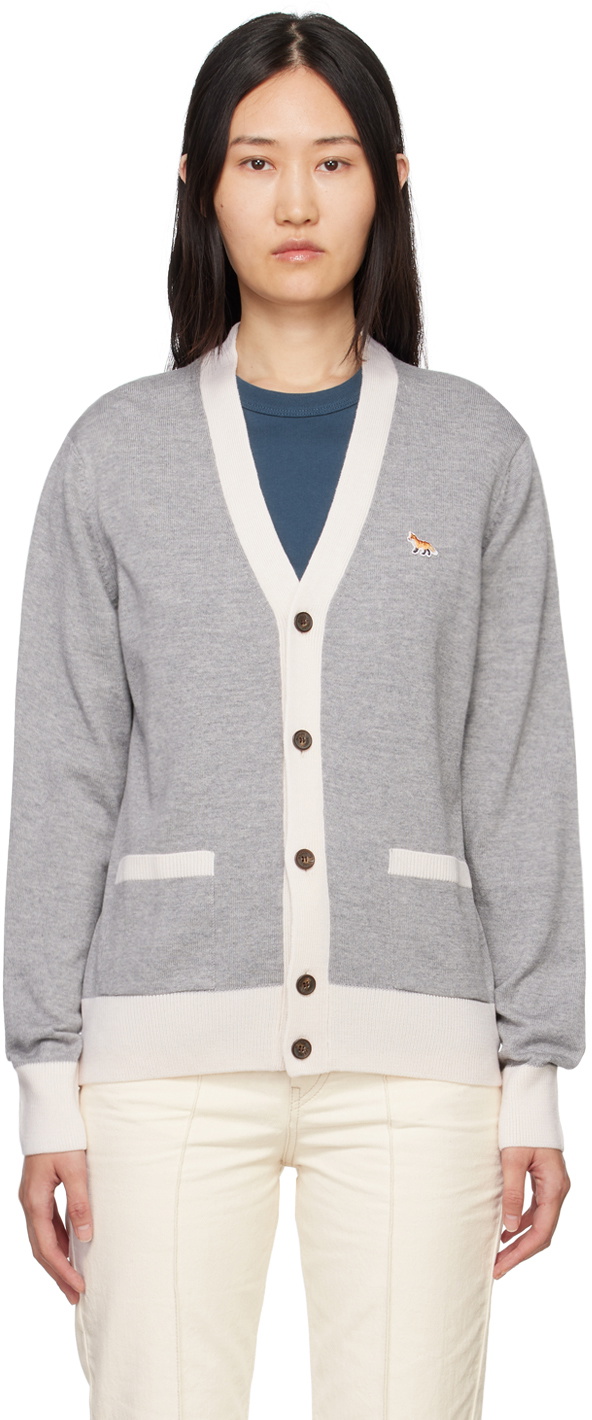 Maison Kitsuné Gray Baby Fox Cardigan Maison Kitsune