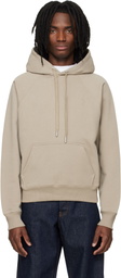 AMI Paris Beige Cotton Embossed Ami de Coeur Hoodie