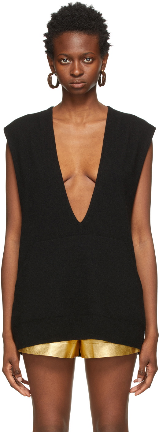 Dries Van Noten Black Cashmere V-Neck Vest Dries Van Noten