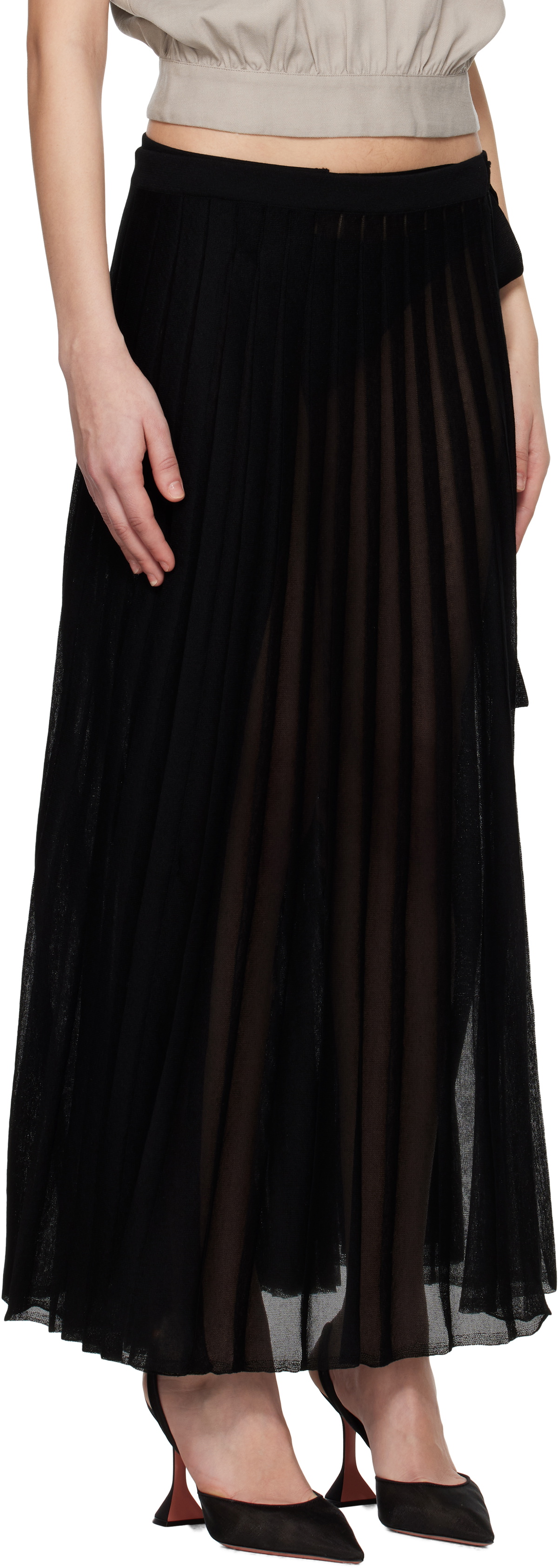 REMAIN Birger Christensen Black Knit Wrap Maxi Skirt