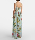 Oscar de la Renta Belted floral voile maxi dress