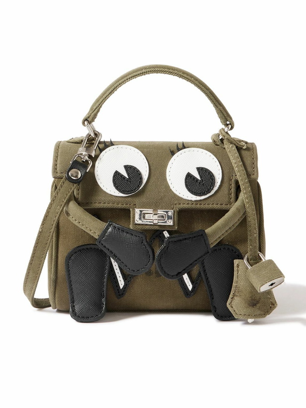 Photo: READYMADE - Dr. Woo Monster Cross-Grain Leather-Trimmed Cotton-Drill Messenger Bag