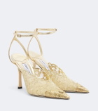 Jimmy Choo Faiz metallic lace slingback pumps