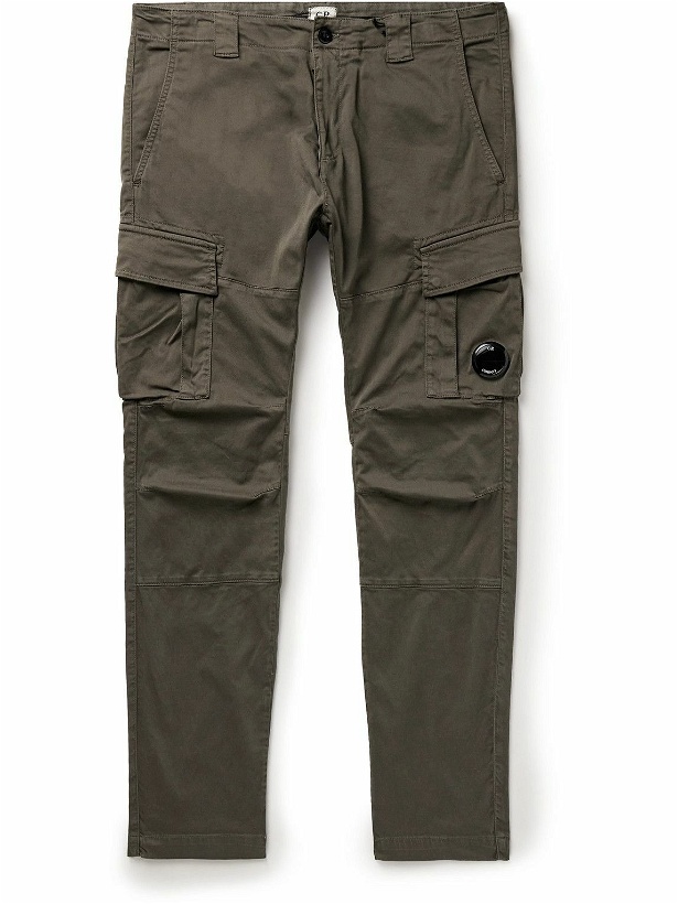 Photo: C.P. Company - Slim-Fit Logo-Appliquéd Cotton-Blend Cargo Trousers - Green