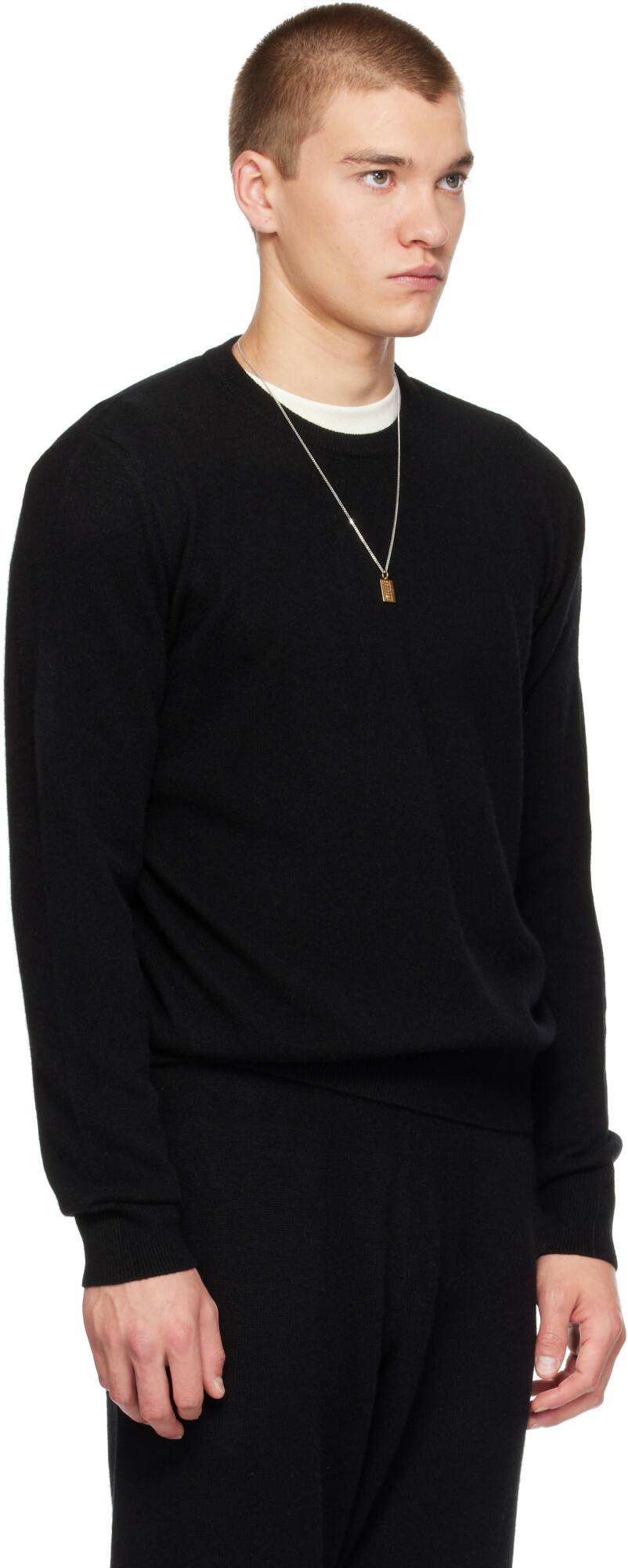 Entire Studios Black Knit Cashmere Crewneck Sweater