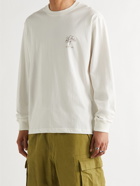 Story Mfg. - Grateful Embroidered Printed Organic Cotton-Jersey T-Shirt - Neutrals