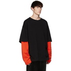 Juun.J SSENSE Exclusive Black and Orange Layered Long Sleeve T-Shirt