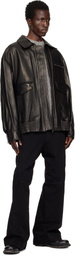 WOOYOUNGMI Black Banding Leather Jacket