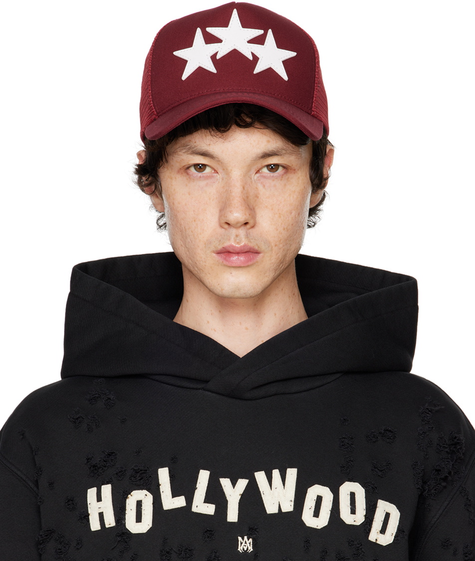 AMIRI Burgundy 3 Star Trucker Cap Amiri