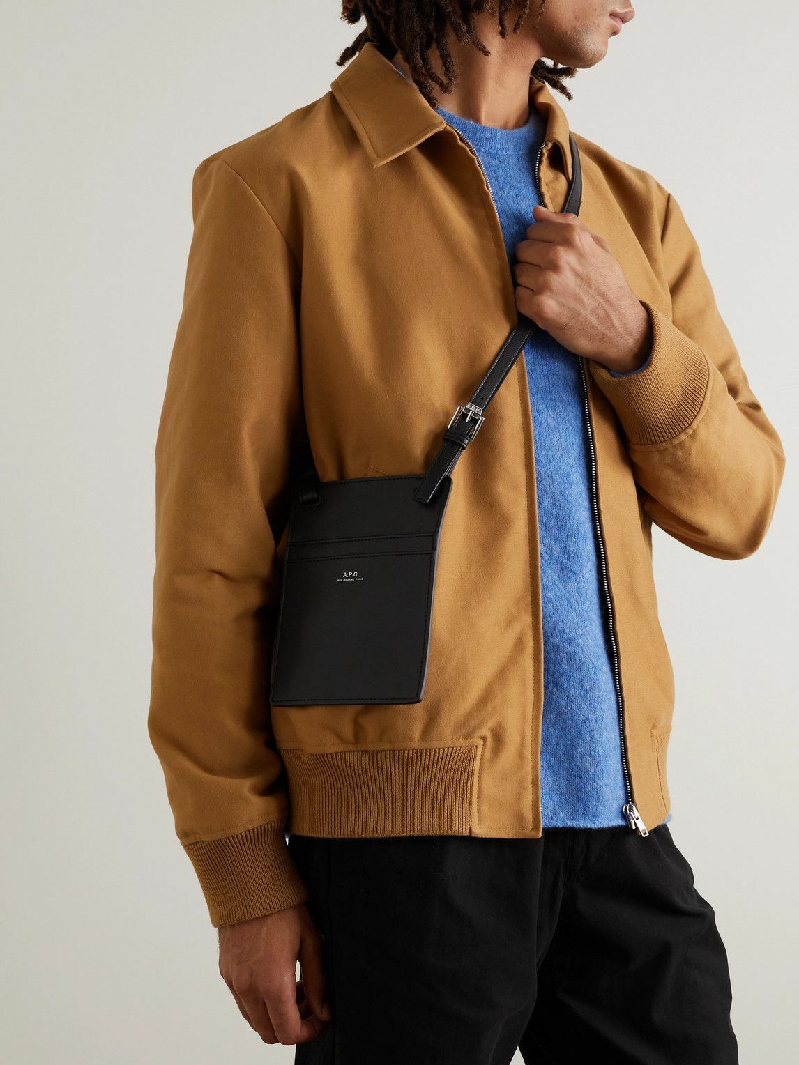 A.P.C. ブラック Nino ウエストバッグ ロゴ A.P.C. - Nino Logo-Print Faux Leather Messenger Bag A.P.C.