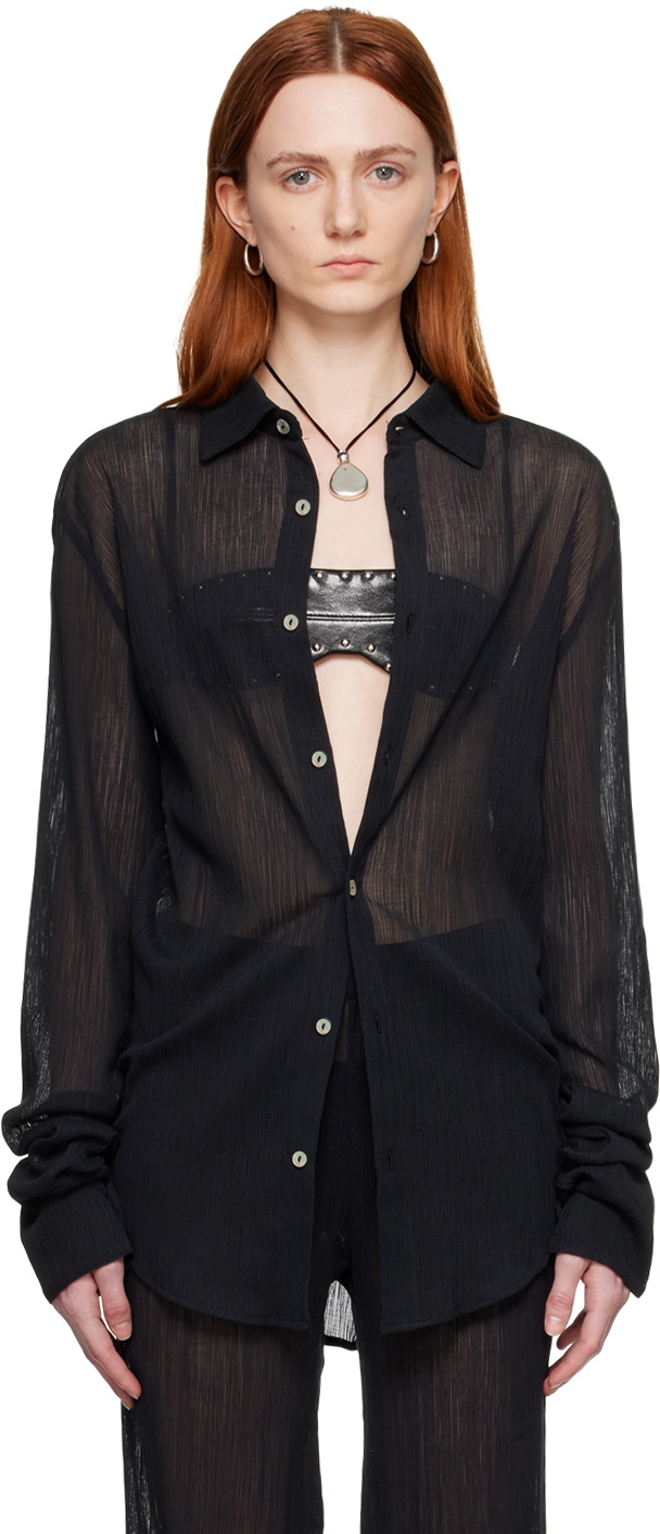 Ludovic de Saint Sernin Black Semi-Sheer Shirt