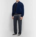Noon Goons - Wide-Leg Logo-Print Fleece-Back Cotton-Jersey Sweatpants - Men - Midnight blue