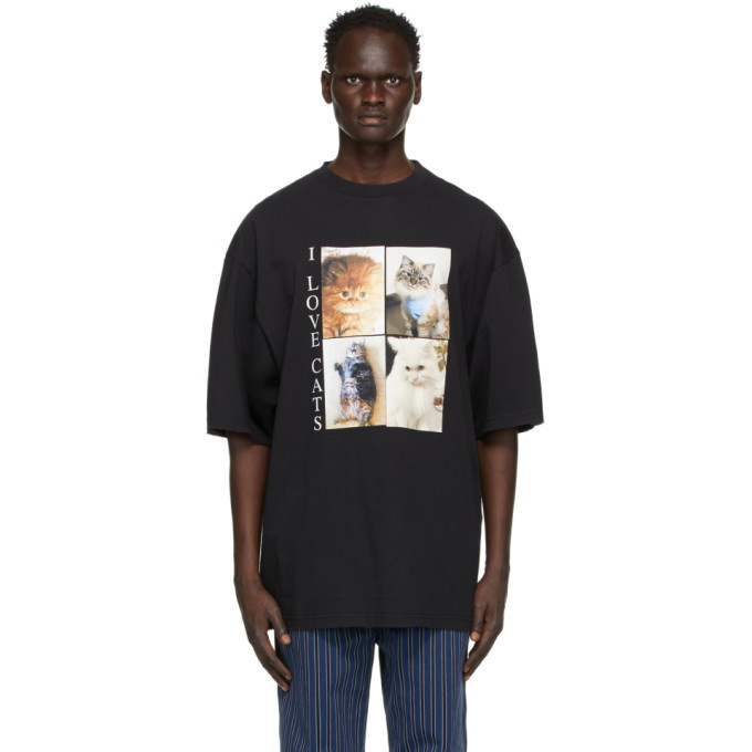 Photo: Balenciaga Black XL I Love Cats T-Shirt