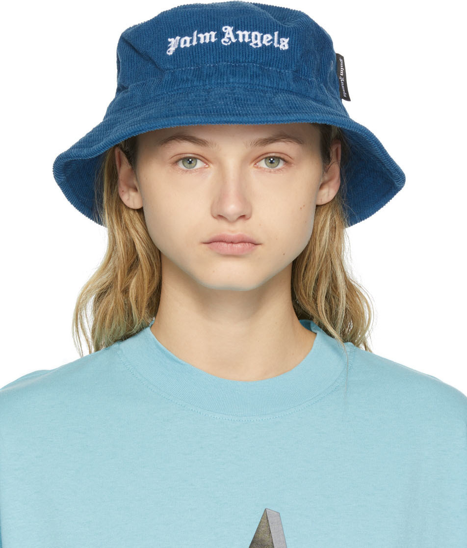 Palm Angels Navy Classic Logo Bucket Hat Palm Angels