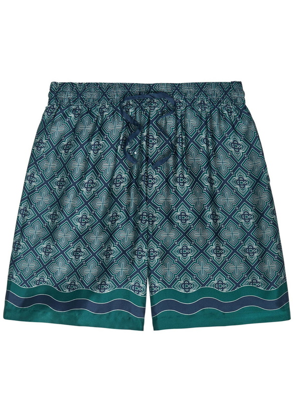 Photo: Casablanca Radiating Logo-monogram Silk Shorts Green