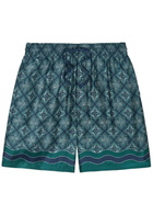 Casablanca Radiating Logo-monogram Silk Shorts Green