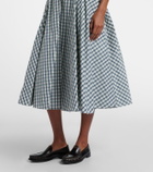 Prada Checked cotton-blend chambray midi skirt