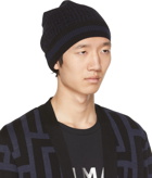 Balmain Black & Navy Wool Beanie