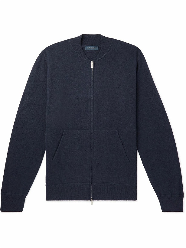 Photo: Thom Sweeney - Virgin Wool and Cashmere-Blend Zip-Up Cardigan - Blue