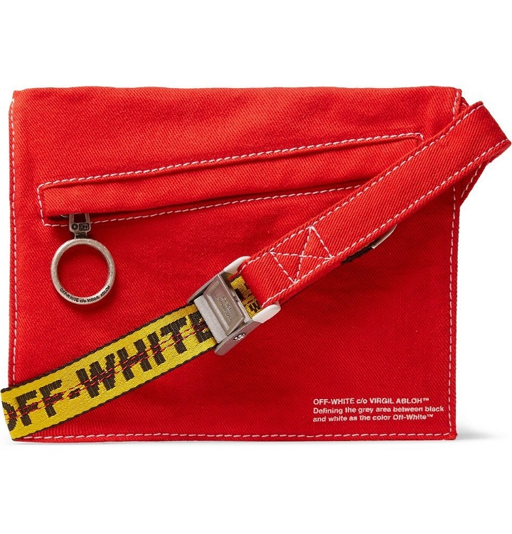 Photo: Off-White - Logo-Print Cotton-Twill Messenger Bag - Red