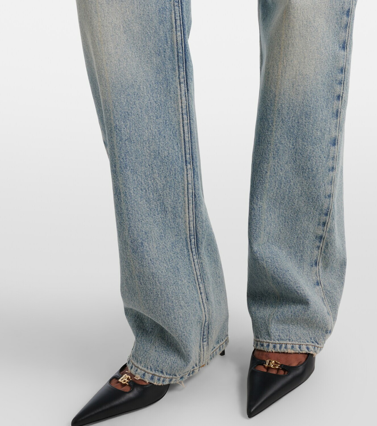 Dolce&Gabbana Leather-trimmed straight jeans