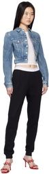 Alexander Wang Black Crystal Hotfix Jogger Waffle Lounge Pants