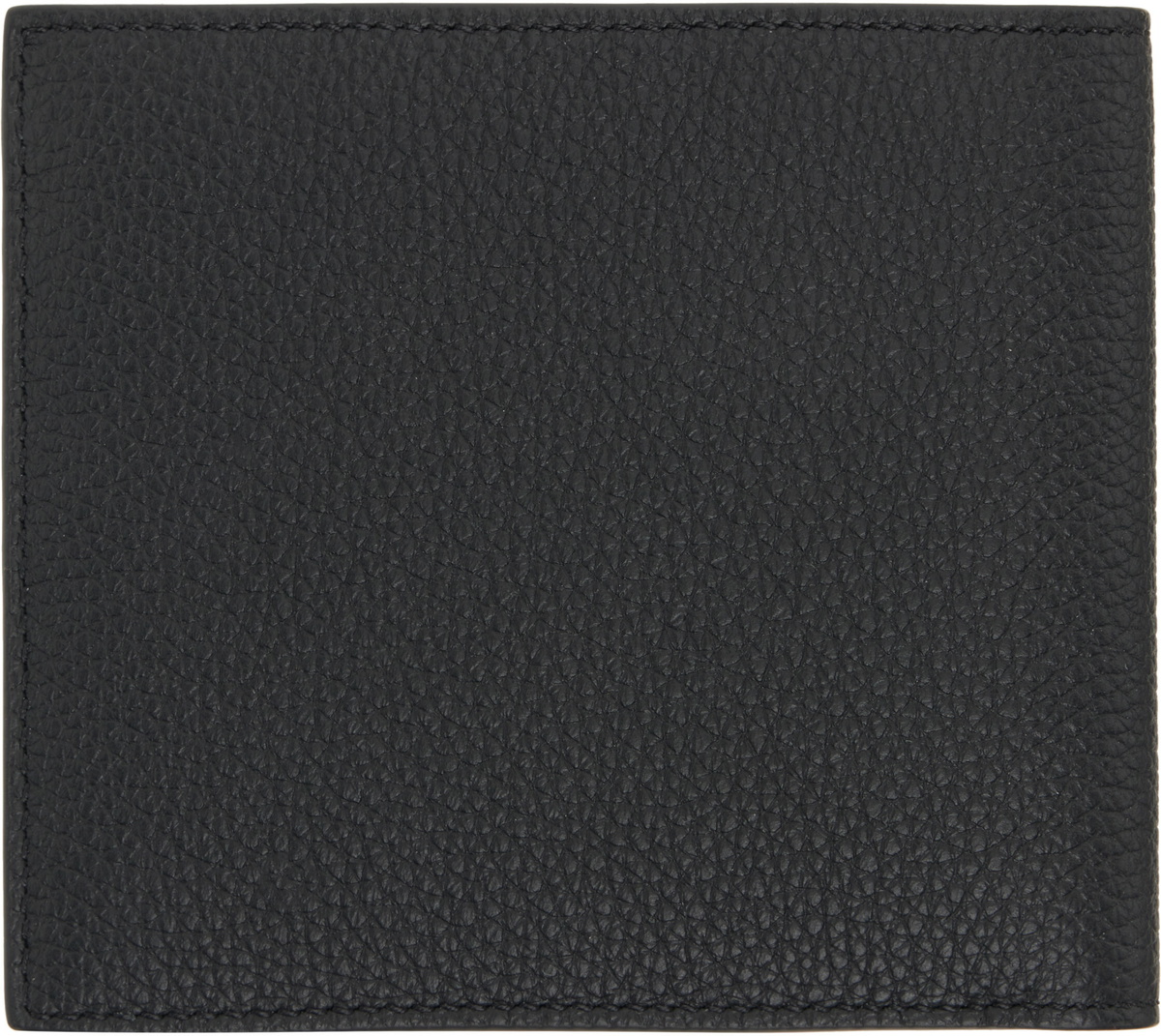 Thom Browne Black Soft Pebble Grain Leather Billfold Wallet
