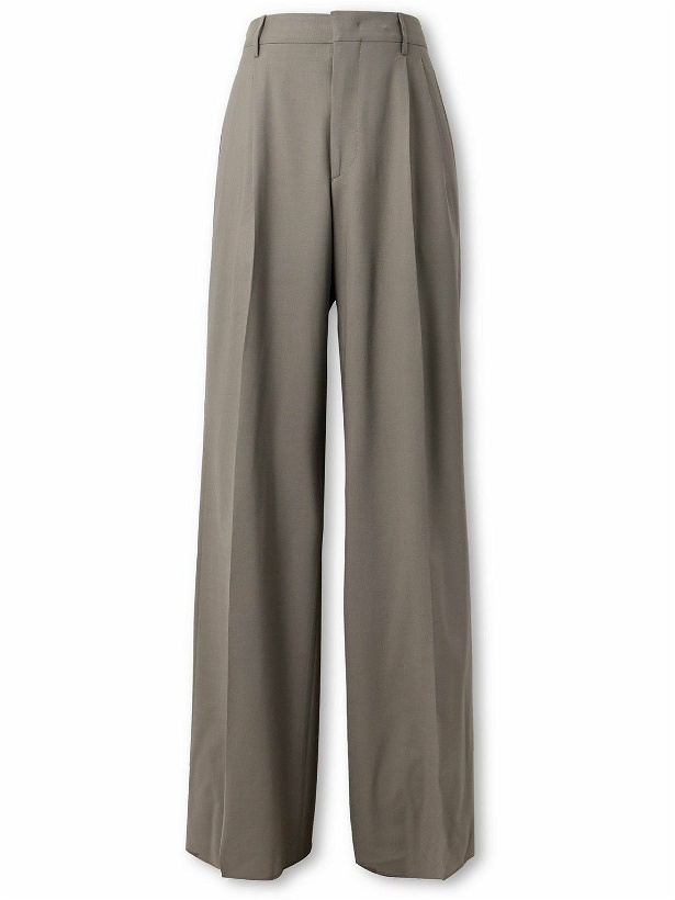 Photo: Etro - Wide-Leg Pleated Wool-Blend Suit Trousers - Green